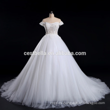 Manga Appliqued rebordeado del casquillo Vestido nupcial del vestido de boda blanco